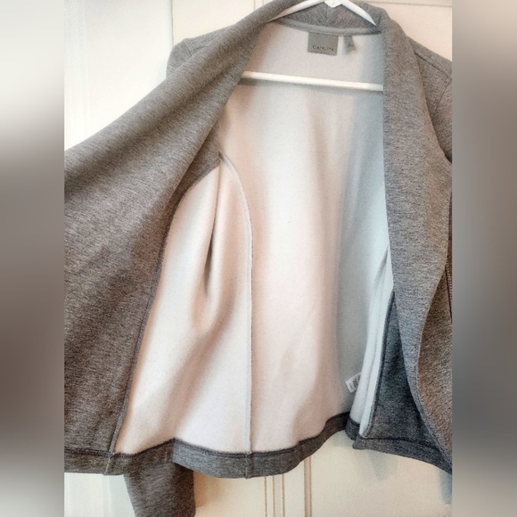 ATHLETA SOFTTECH MOTO JACKET WOOL BLEND women's Small Front Zip Sweater Sz Small - Picture 8 of 11